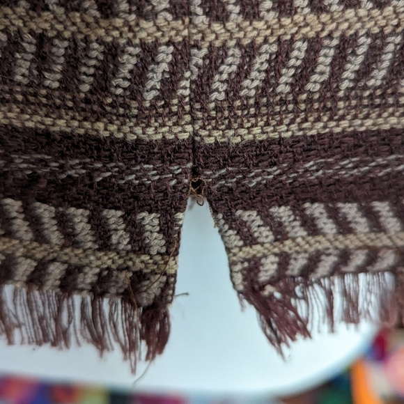 Bob Timberlake Striped Mini Skirt Size 4 Brown Frayed Hem Boho Southwestern - Picture 8 of 10